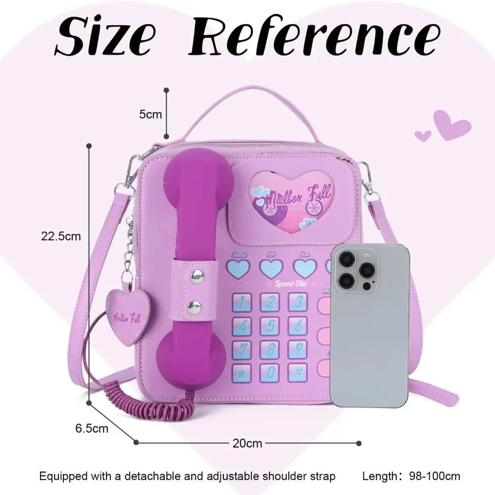 Women Leather Telephone Bag Crossbody Purse Shoulder Handbag with Music